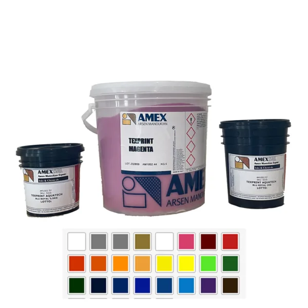 Amex Texprint Aquatech. Encres de sérigraphie à l’eau professionnelles